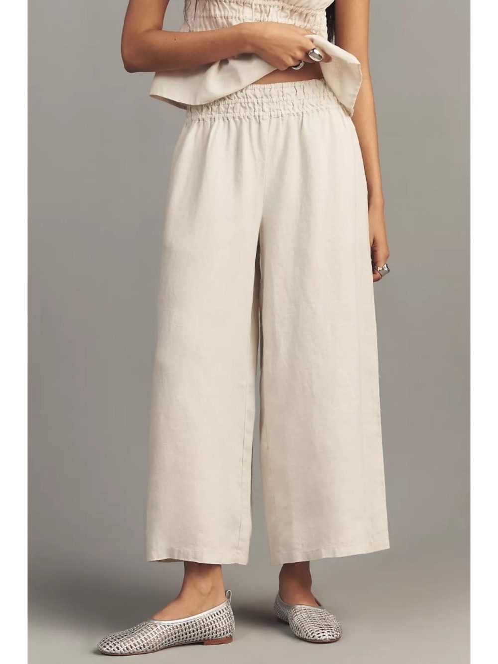 Anthropologie Somerset Linen Wide-Leg Crop Pant NWT